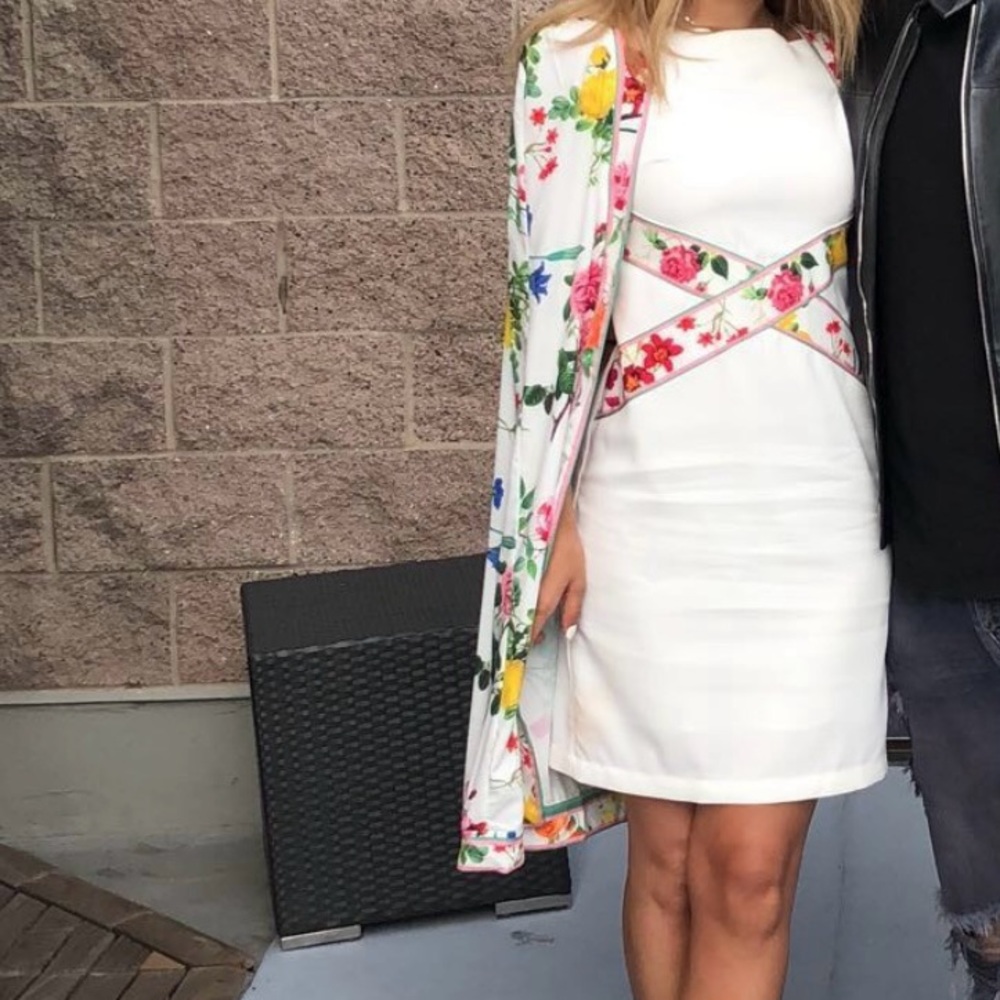 White cape floral dress